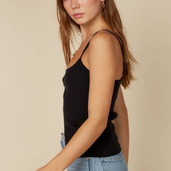 FRONT HOLE DETAIL SWEATER CAMI TANK TOP - Picture 2 of 7